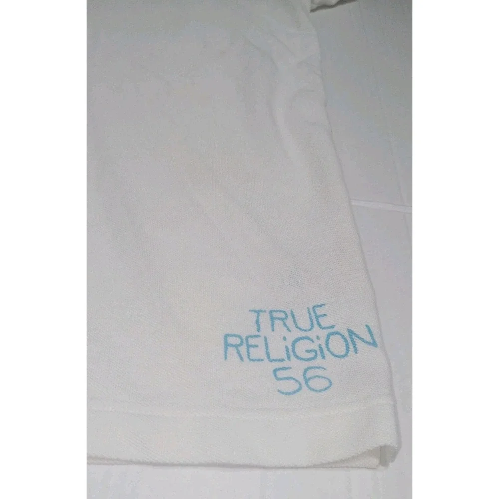 True Religion Vintage Y2K Polo Shirt Mens XXL White Buddha 56 World Tour Graphic